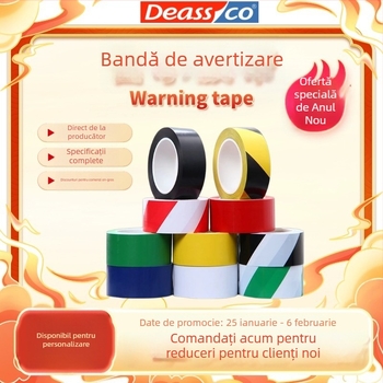 Bandă avertizare PVC pentru delimitarea podelei, adeziv acrilic, grosime 0,15 mm, -10°C până la 80°C, rezistență la uzură