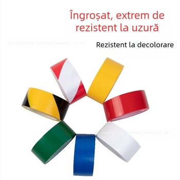 Bandă avertizare PVC pentru delimitarea podelei, adeziv acrilic, grosime 0,15 mm, -10°C până la 80°C, rezistență la uzură