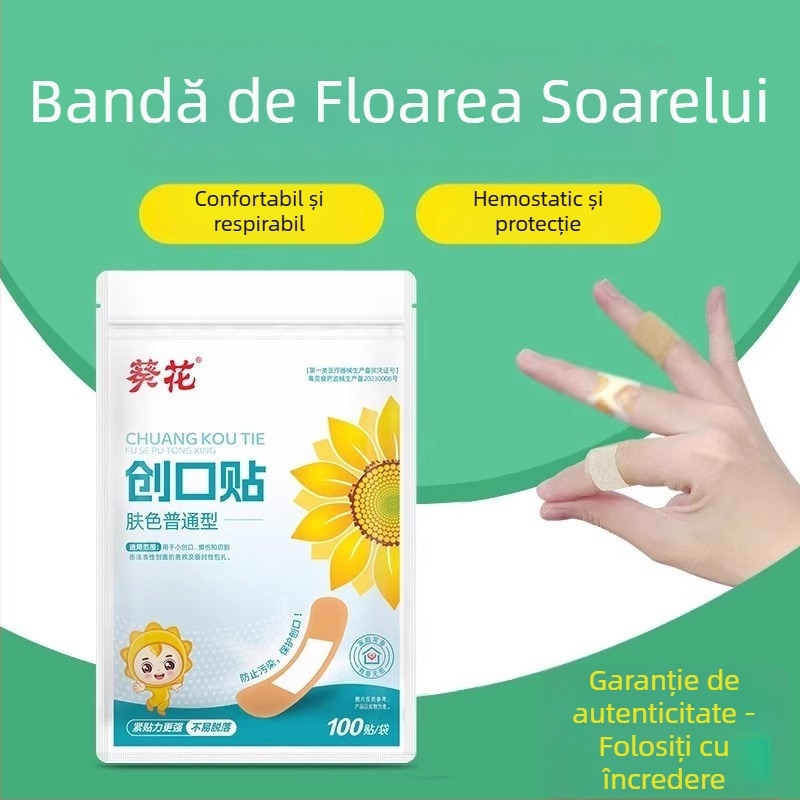 Sunflower bandaj respirabil pentru adulți și copii, țesătură elastică, steril, 20 de plasturi