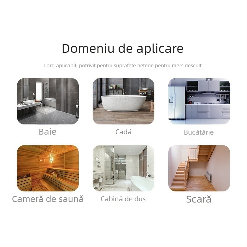 Bandă PEVA antiderapantă pentru baie, stabilizarea podelei, adeziv pe bază de cauciuc, 100 N/m