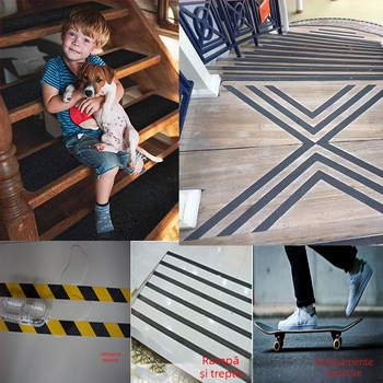 Xiuyou bandă antiderapantă pentru podea (substrat PVC, grosime 0.8 mm, adeziv acrilic, nucleu de hârtie, vâscozitate mare)