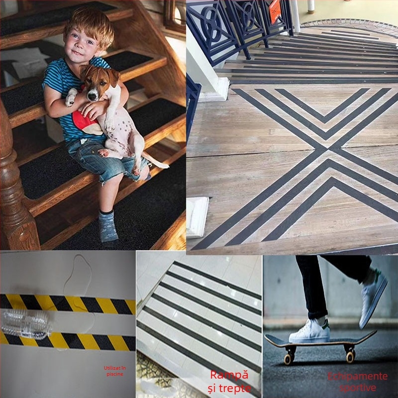 Xiuyou bandă antiderapantă pentru podea (substrat PVC, grosime 0.8 mm, adeziv acrilic, nucleu de hârtie, vâscozitate mare)