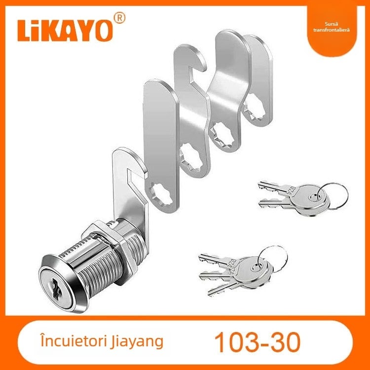 Încuietoare RV pentru dulap cu limbă rotativă, corp din aliaj de zinc, set de 5 piese cu 5 chei, model 103-16, Jia Yang