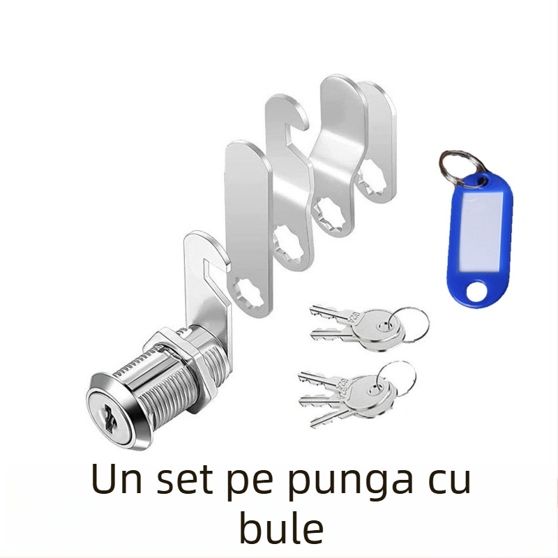 Încuietoare RV pentru dulap cu limbă rotativă, corp din aliaj de zinc, set de 5 piese cu 5 chei, model 103-16, Jia Yang