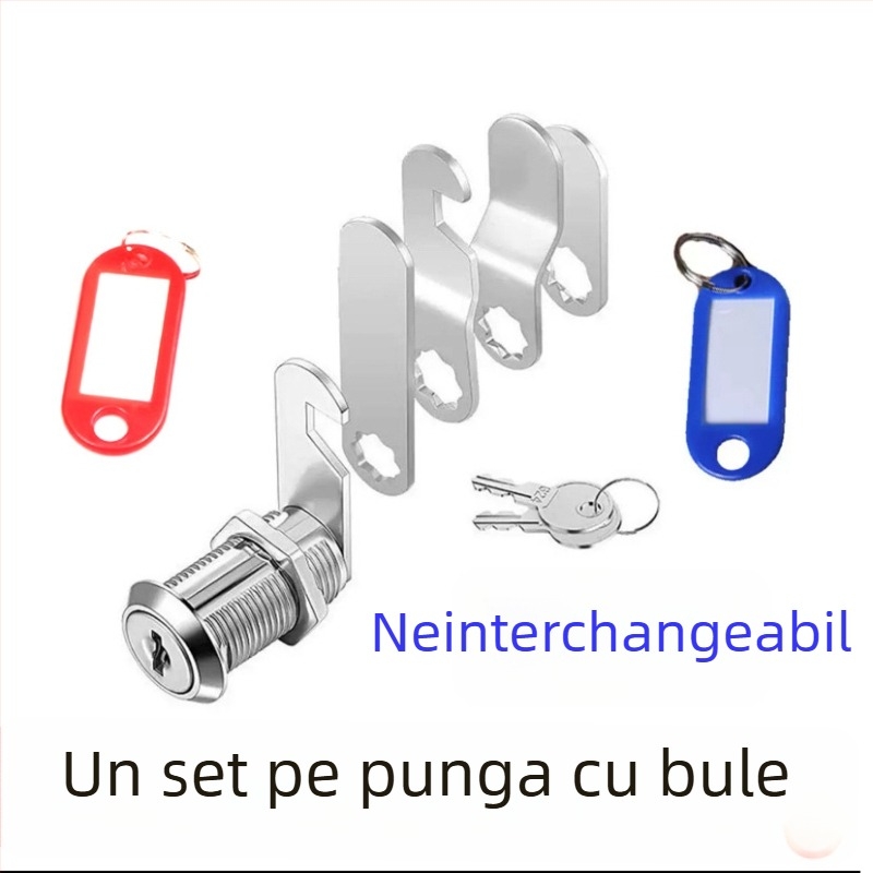 Încuietoare RV pentru dulap cu limbă rotativă, corp din aliaj de zinc, set de 5 piese cu 5 chei, model 103-16, Jia Yang