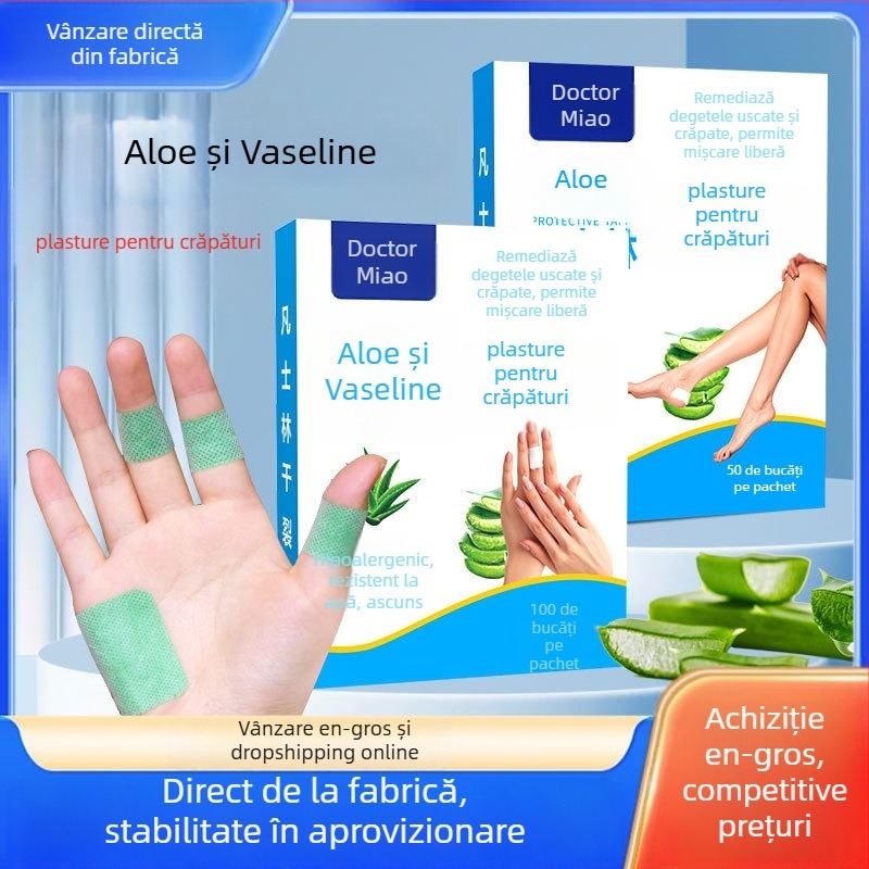 Patch-uri pentru mâini și picioare cu Aloe Vera și Vaselină — previn uscarea; Material: fibră nețesută; Grosime: 0.12