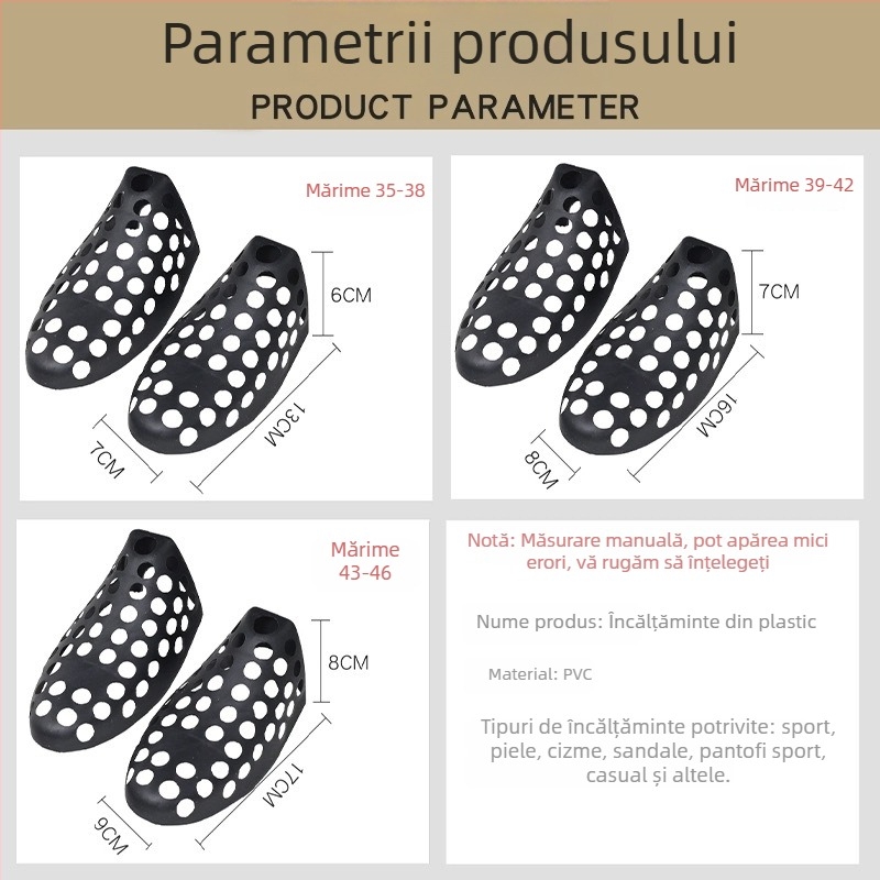 Extensor de pantofi din plastic, anti-deformare și anti-crease, dop de vârf modelat pentru adidași și pantofi casual