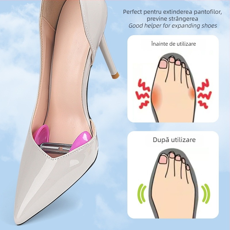 Extensor reglabil pentru pantofi și extensor degetelor — ABS aluminiu, pentru tocuri înalte și pantofi cu talpă plată; potrivit pentru încălțăminte sport, piele, botine, casual și textile