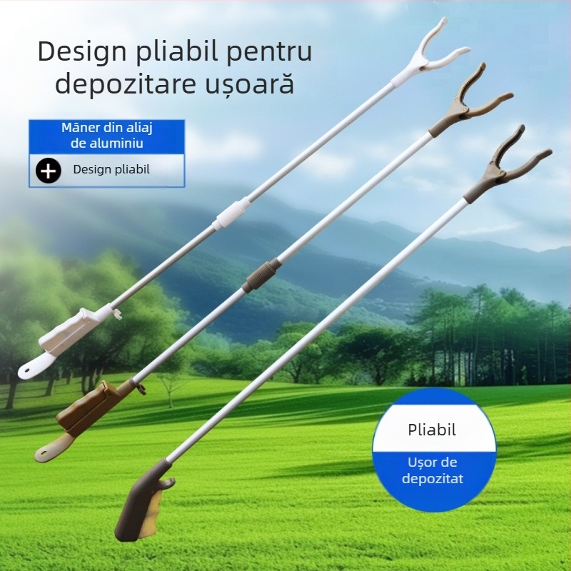 Instrument multifuncțional cu mâner lung pentru pantofi și clips pentru gunoi (Material: metal + plastic; Greutate: 0,14 kg; Formă: clip pentru gunoi; Nepersonalizabil)