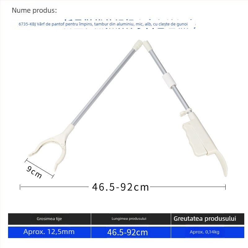 Instrument multifuncțional cu mâner lung pentru pantofi și clips pentru gunoi (Material: metal + plastic; Greutate: 0,14 kg; Formă: clip pentru gunoi; Nepersonalizabil)