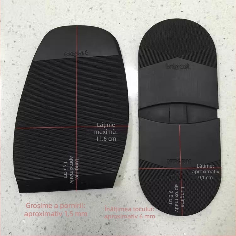Padă de toc din cauciuc cu folie protectoare pentru talpă — rezistent la uzură, antiderapant, silențios