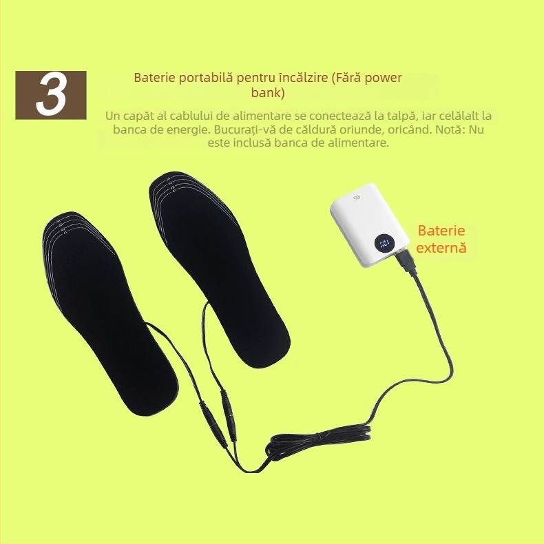 Jiabei talpă încălzită USB pentru papuci/încălțăminte de casă – partea superioară din EVA polyester, alimentare USB, unisex