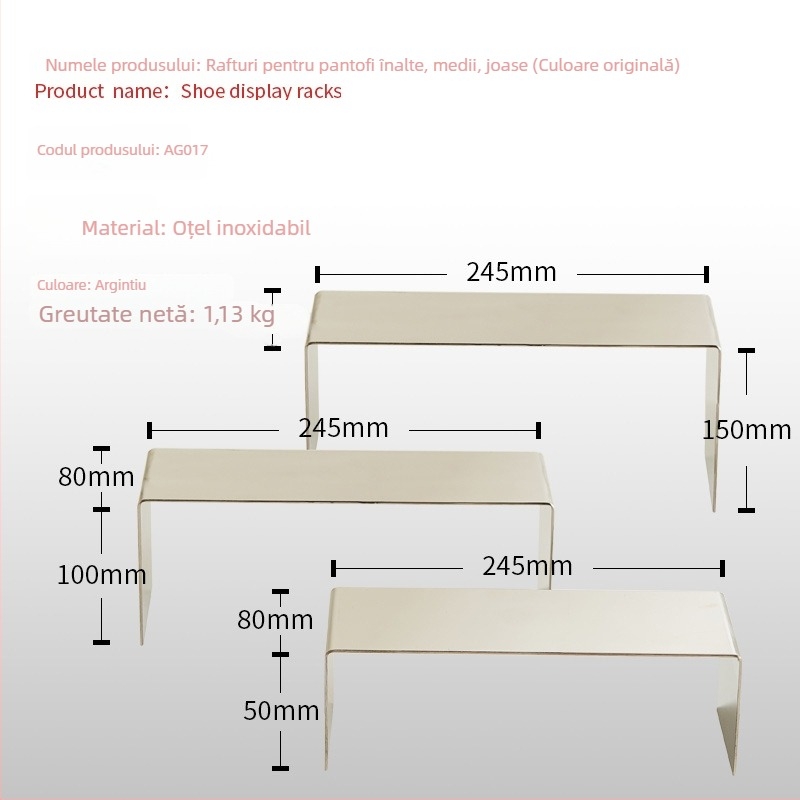 Raft pentru pantofi din oțel inoxidabil – raft de afișare, calitate premium, mărci private autorizate, vară 2020