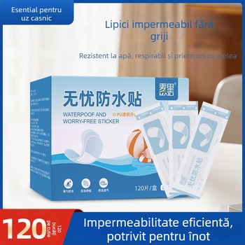 Bandaj adeziv unică folosință impermeabil, respirabil, transparent, fără urme, portabil, material textil, 120 bucăți, valabilitate 3 ani