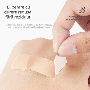 Bandaj adeziv unică folosință impermeabil, respirabil, transparent, fără urme, portabil, material textil, 120 bucăți, valabilitate 3 ani