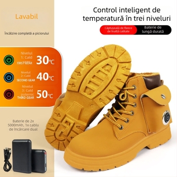 Papuci electric de încălzire pentru bărbați, alimentare USB, temperatură reglabilă, talpă încălzitoare (Heating Insole)