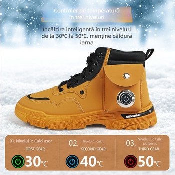 Papuci electric de încălzire pentru bărbați, alimentare USB, temperatură reglabilă, talpă încălzitoare (Heating Insole)