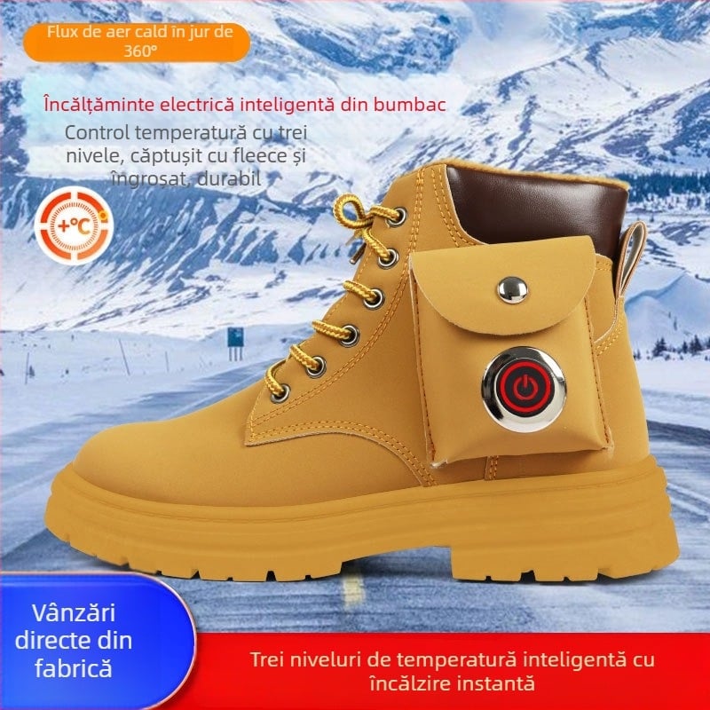 Papuci încălziți cu USB, reîncărcabili, RH909, partea superioară PU, talpă din plastic