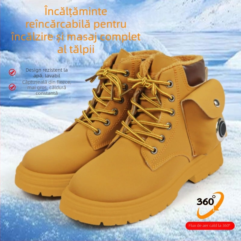 Papuci încălziți cu USB, reîncărcabili, RH909, partea superioară PU, talpă din plastic