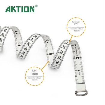 Ankexin mini bandă de măsurat cu breloc, lungime 1,5 m, din plastic, măsurare talie și mărime haine, portabil