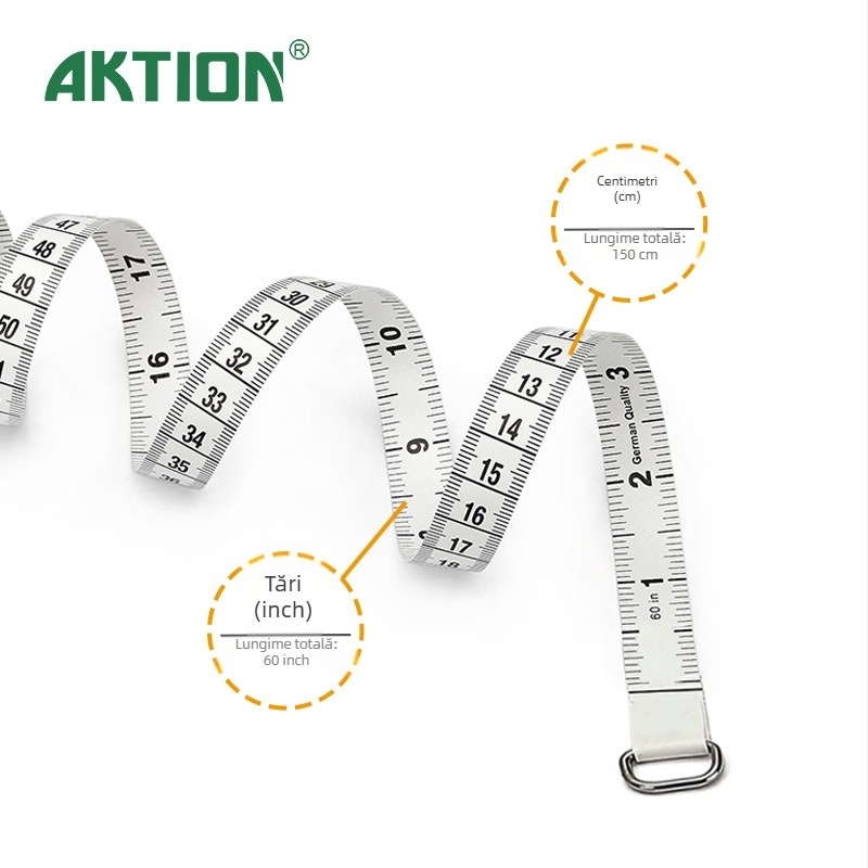 Ankexin mini bandă de măsurat cu breloc, lungime 1,5 m, din plastic, măsurare talie și mărime haine, portabil