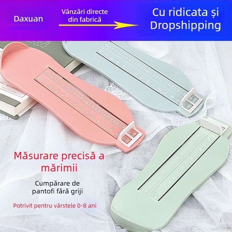 Măsurător pentru lungimea interioară a încălțămintei la copii, măsurarea lungimii piciorului, pentru 0–8 ani, utilizare acasă