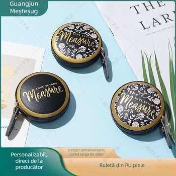 Ruletă de măsurat din piele PU, Crown average, intervalul 1.5m/2m/3m, personalizare disponibilă