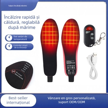 Tălpi electrice încălzite pentru papuci, controlul temperaturii în trei trepte, tălpi reglabile prin tăiere, încărcare USB, baterie litiu-ion
