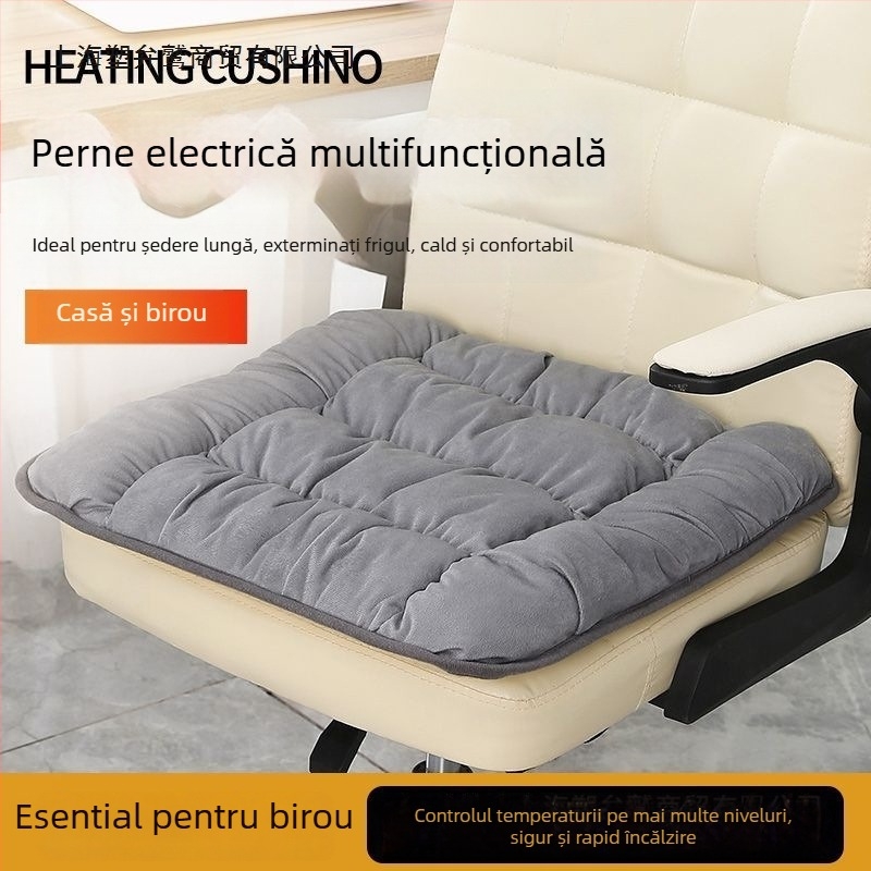 Perne de șezut pentru birou cu husă detașabilă lavabilă; material PU pe suprafață; alimentare USB, încălzire electrică pentru ședere îndelungată