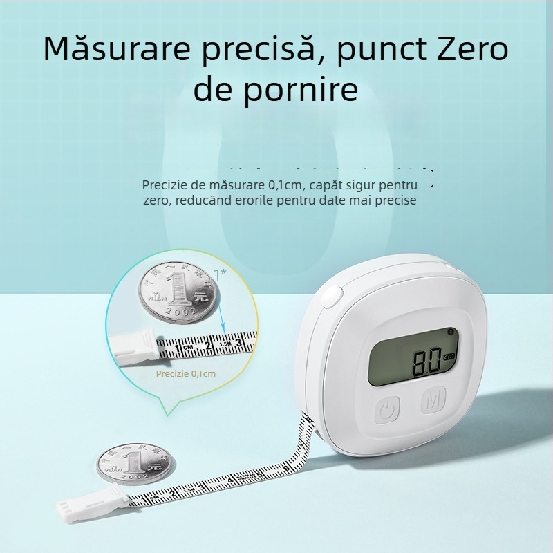 Bandă inteligentă de măsurare a circumferinței corpului cu aplicație Bluetooth (CF10A; ABS; până la 150 cm; baterie)
