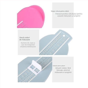 Instrument din plastic pentru măsurarea lungimii piciorului la sugari și copii mici, riglă interioară pentru lungimea pantofilor, universal pentru uz casnic