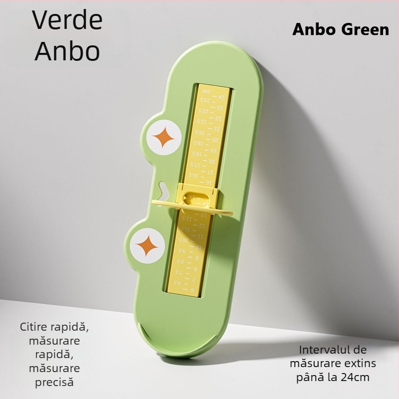 Măsurător de picior pentru copii — măsoară lungimea piciorului și lungimea interioară a pantofului; Material: ABS plastic; Vârstă recomandată: 1–12 ani; Stil: Cartoon Paradise; Ambalaj: ambalaj unic