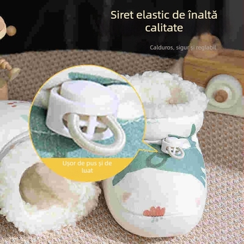 Pantofi și șosete pentru bebeluți din bumbac, protecție anti-zgâriere, talpă moale, design cartoon, pentru iarnă