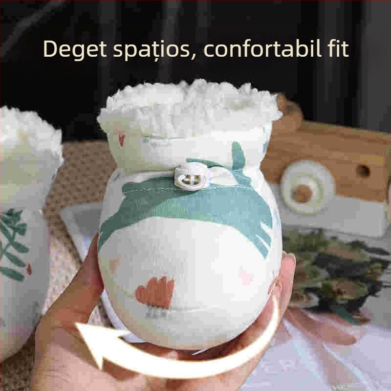 Pantofi și șosete pentru bebeluți din bumbac, protecție anti-zgâriere, talpă moale, design cartoon, pentru iarnă