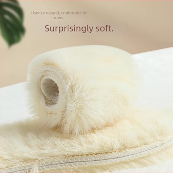 Talpă interioară de iarnă unisex, din lână artificială cu blană de iepure, absorbantă la transpirație, anti miros, talpă moale