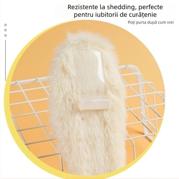 Talpă interioară de iarnă unisex, din lână artificială cu blană de iepure, absorbantă la transpirație, anti miros, talpă moale