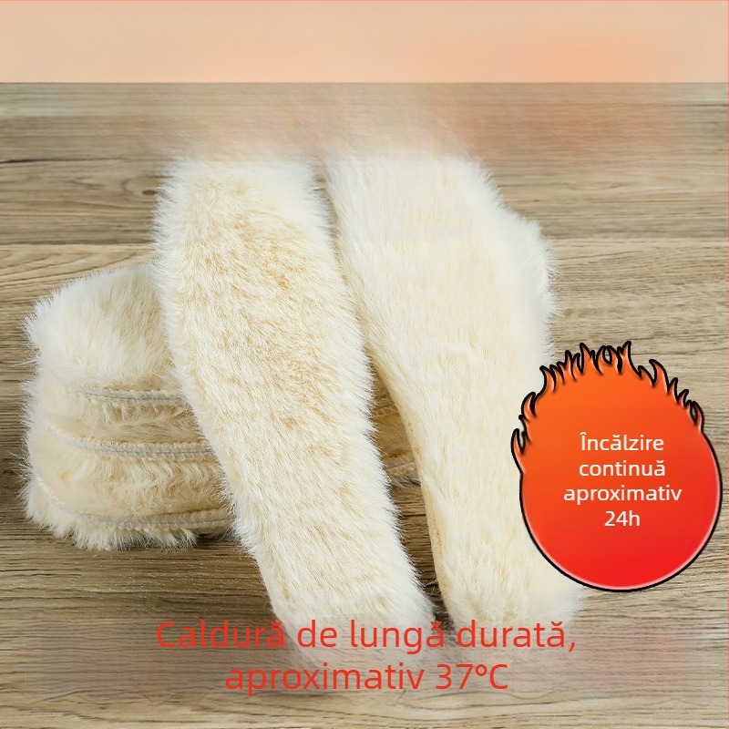 Talpă interioară de iarnă unisex, din lână artificială cu blană de iepure, absorbantă la transpirație, anti miros, talpă moale