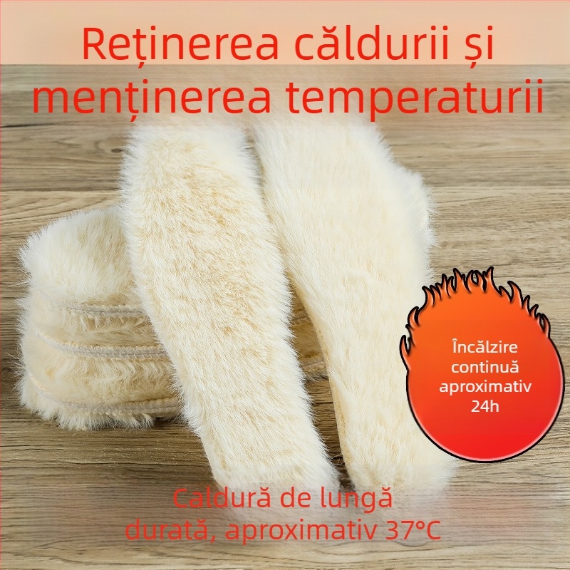 Talpă interioară de iarnă unisex, din lână artificială cu blană de iepure, absorbantă la transpirație, anti miros, talpă moale