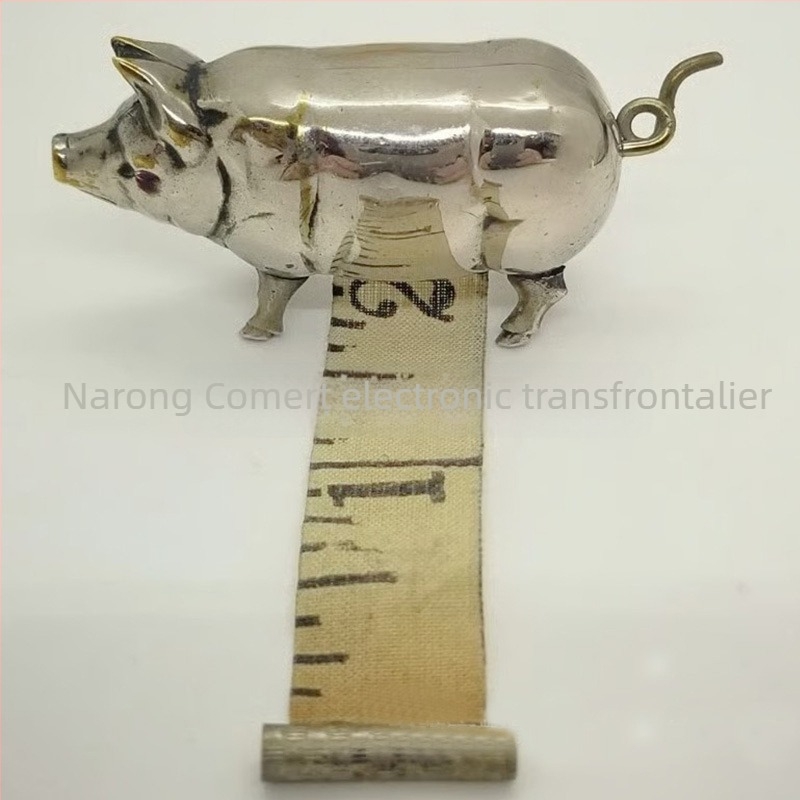 Bandă de măsurat mini în formă de purcel, metal, model 020, gamă de măsurare 150, inspirată de antichități