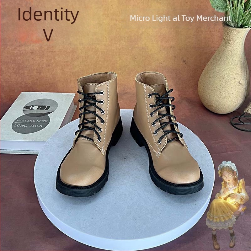 Botine cosplay pentru femei — vârf rotund, exterior din Super Fiber, talpă PU, toc mic 1–3 cm