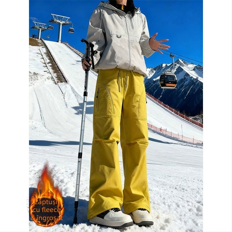 Pantaloni de schi cu căptușeală de fleece, rezistenți la vânt și impermeabili pentru drumeții în aer liber (căptușeală de fleece, rezistenți la vânt, impermeabili, drumeții în aer liber, bărbați adulți)