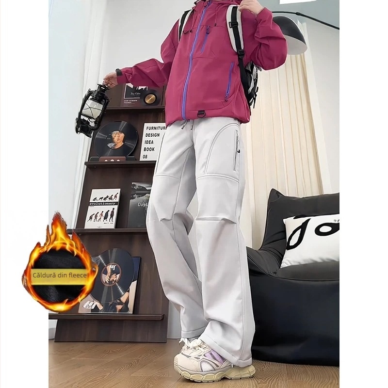 Pantaloni de schi cu căptușeală de fleece, rezistenți la vânt și impermeabili pentru drumeții în aer liber (căptușeală de fleece, rezistenți la vânt, impermeabili, drumeții în aer liber, bărbați adulți)