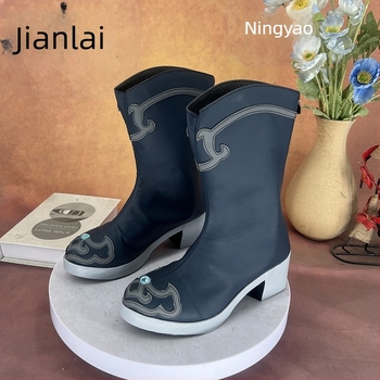 Ghete cosplay pentru fete, vârf rotund, partea superioară din Super Fiber, toc de 6–8 cm, talpă PU