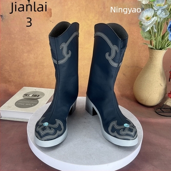 Ghete cosplay pentru fete, vârf rotund, partea superioară din Super Fiber, toc de 6–8 cm, talpă PU