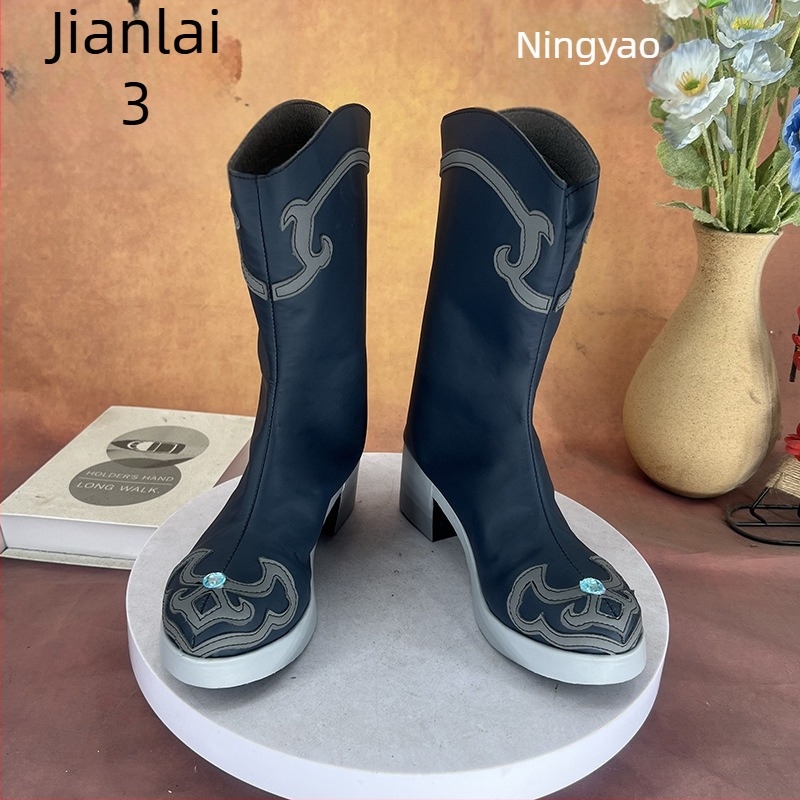 Ghete cosplay pentru fete, vârf rotund, partea superioară din Super Fiber, toc de 6–8 cm, talpă PU