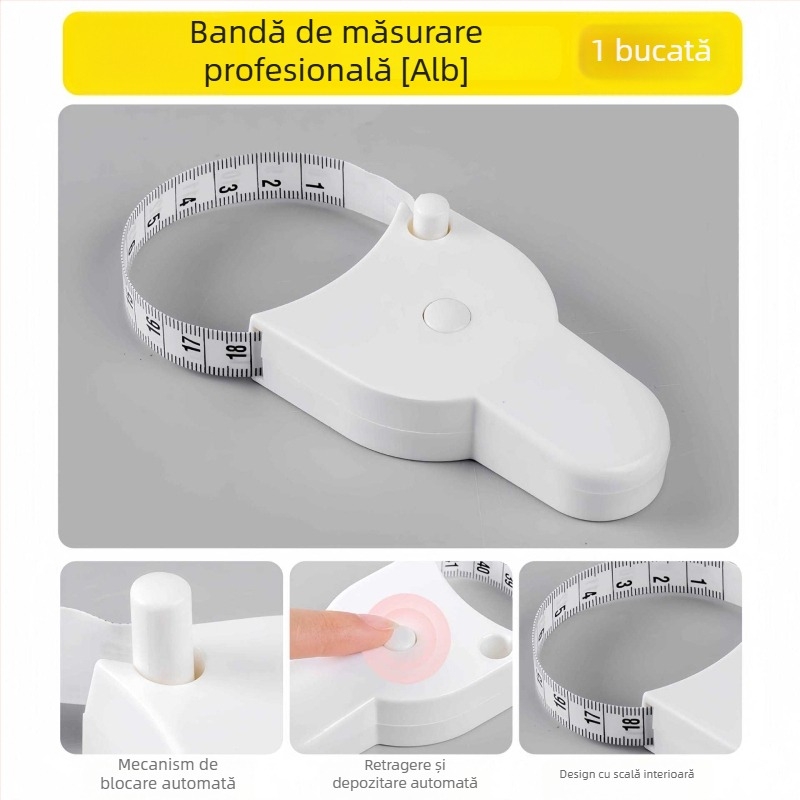 Bandă retractabilă din material moale pentru măsurarea corpului (talie, braț, piept, picior)