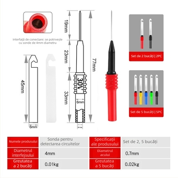 Musen Hall sondă pentru testarea circuitelor auto, vârfuri de extensie universale pentru sondele de multimetru