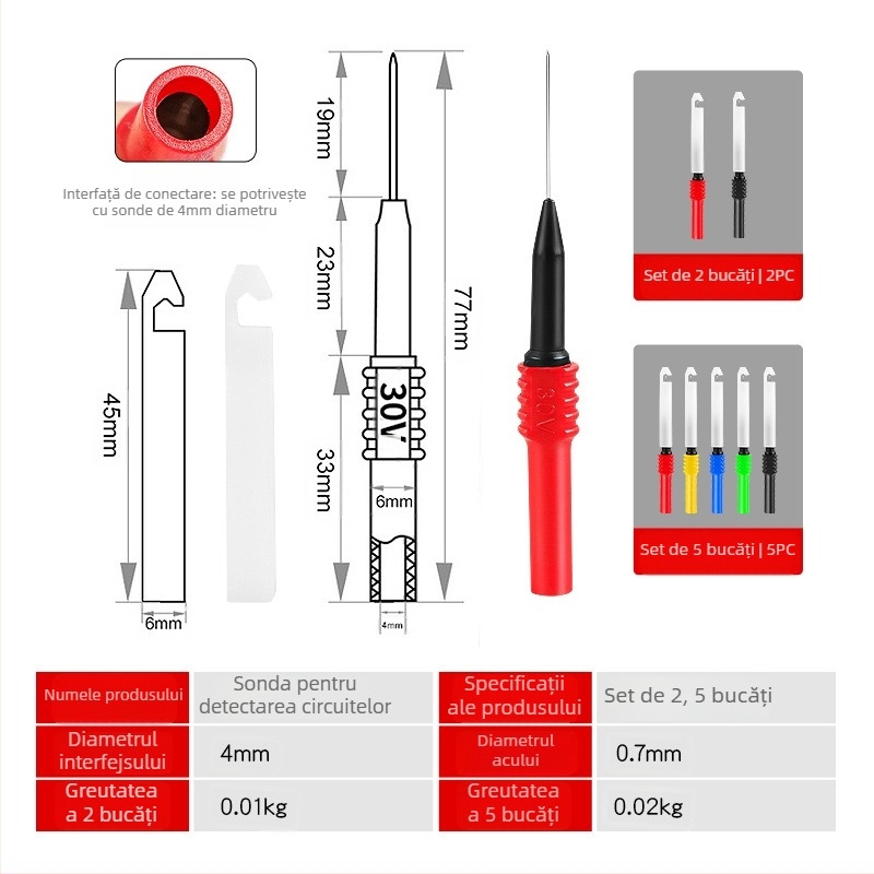Musen Hall sondă pentru testarea circuitelor auto, vârfuri de extensie universale pentru sondele de multimetru