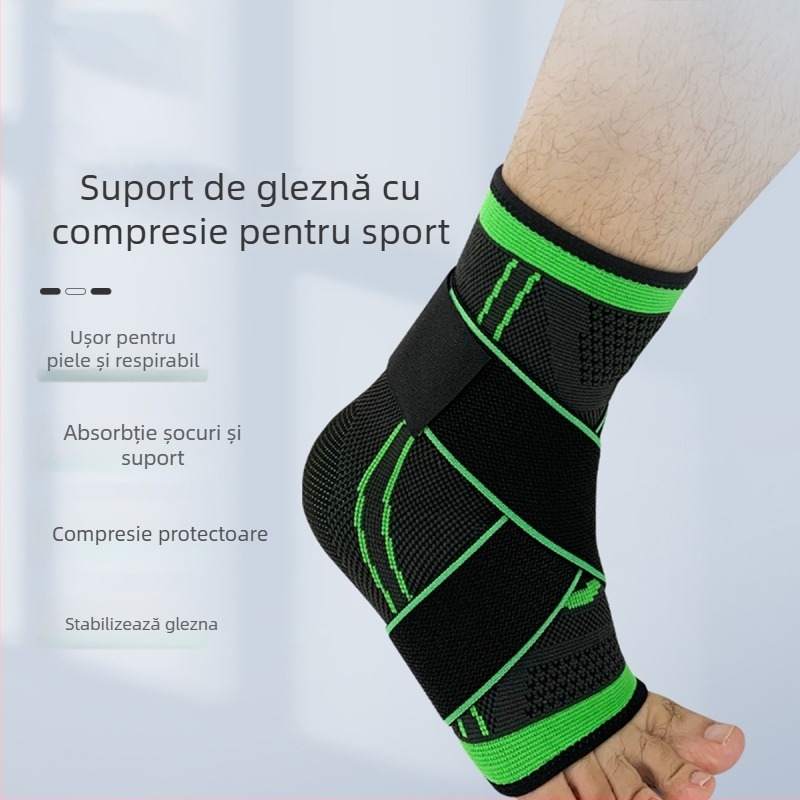 Orteza de gleznă cu bandă de compresie, tricot respirabil, pentru alergare în aer liber, adulți