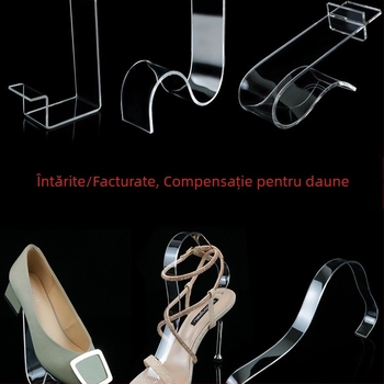 Raft de expunere pentru pantofi din piele cu toc mediu și înalt, din acril transparent, cu suporturi elastice interioare